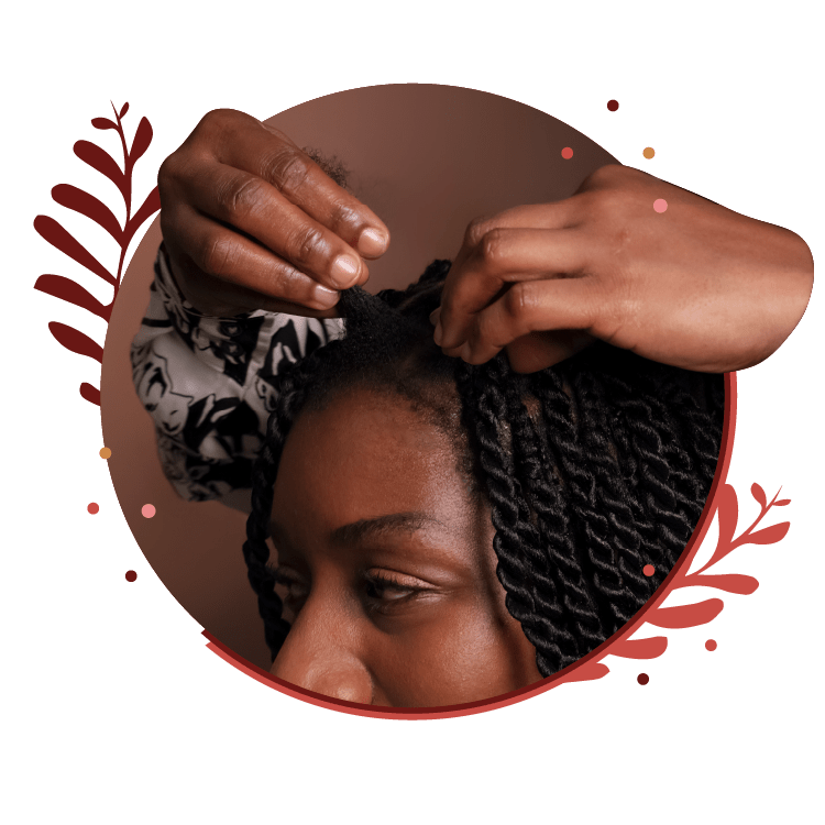 Picture of woman getting her hair braided